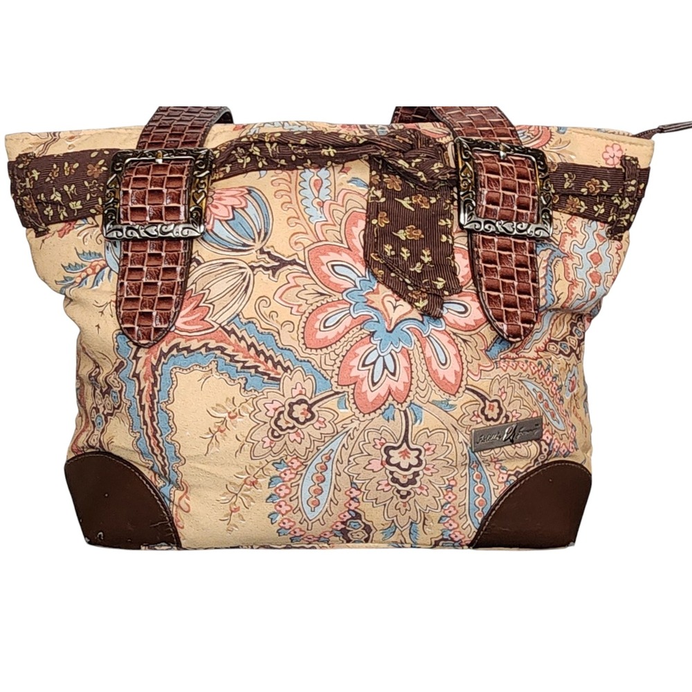 Isabella's Journey Floral Tote Bag Buckle Accent Purse Handbag